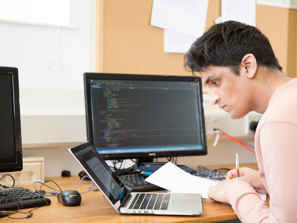 a student studying