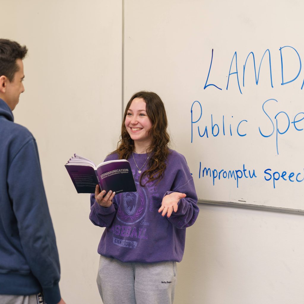 students talking to each other