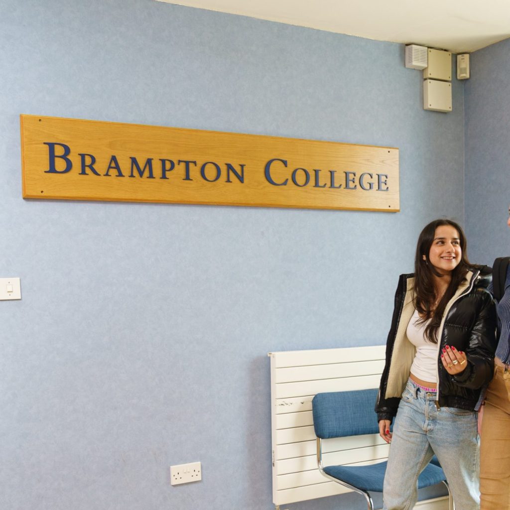 Students standing in their school hallway