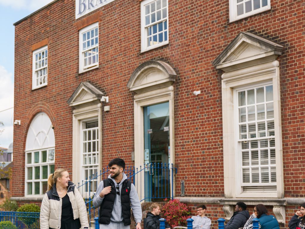 students walking home from college