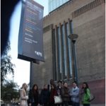 students stood outside of school building