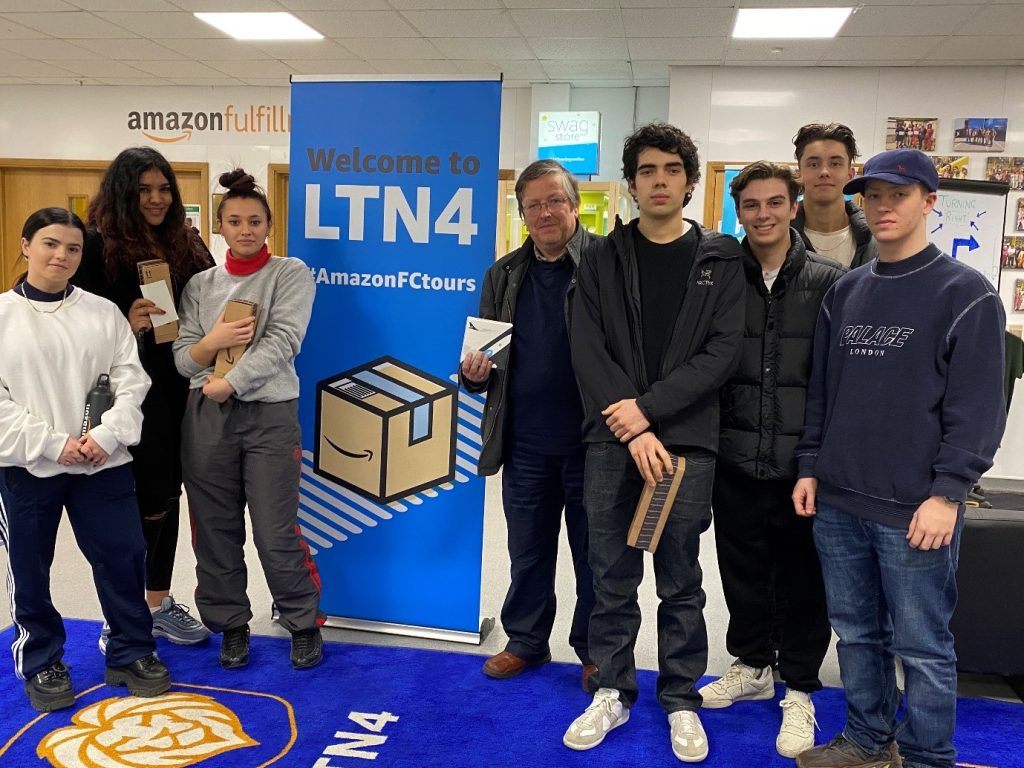 Students visiting an Amazon Fulfilment Centre