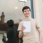 Student pleased about his exam results