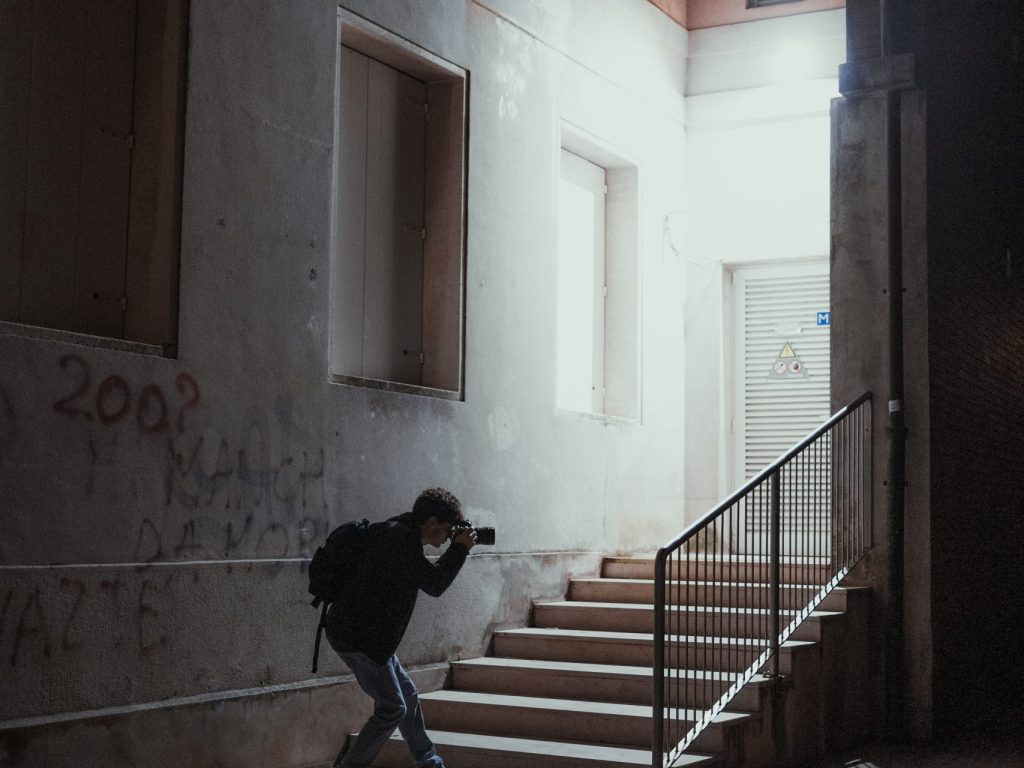Person taking a photo of the stairs