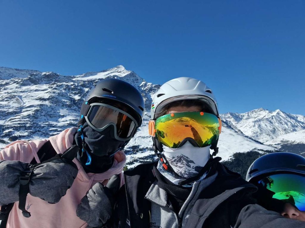 students on snowy mountains