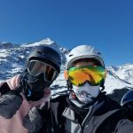 students on snowy mountains