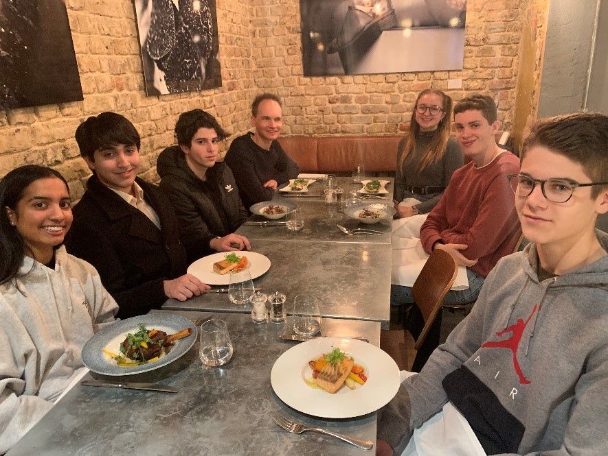 students from an independent college in london enjoying a meal