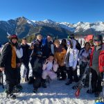 All students smiling on the ski trip