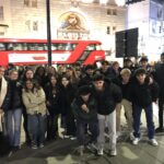 students at Picadilly Circus