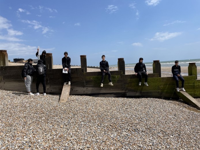 students at the seaside