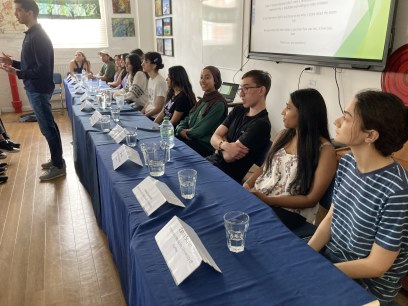 students at a table
