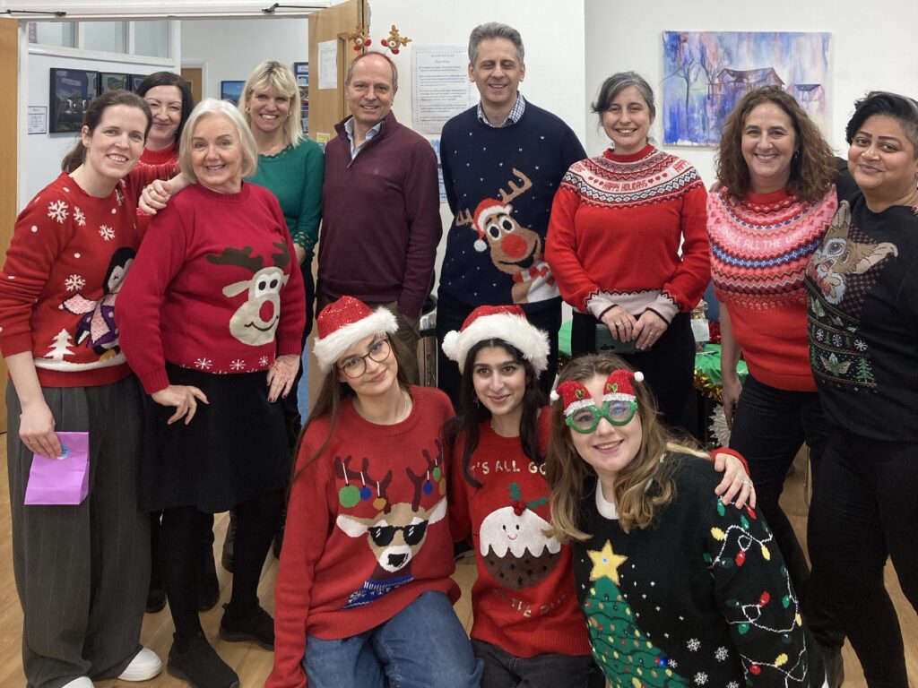 festive teachers and students
