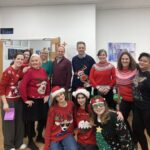 festive teachers and students